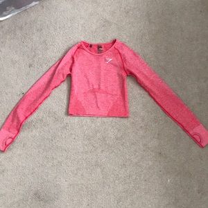 Gymshark seamless long sleeve crop top in pink